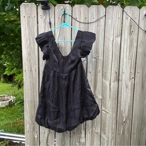 &Merci‎ Boutique Women’s Elegant Black Satin Bubble Dress Large